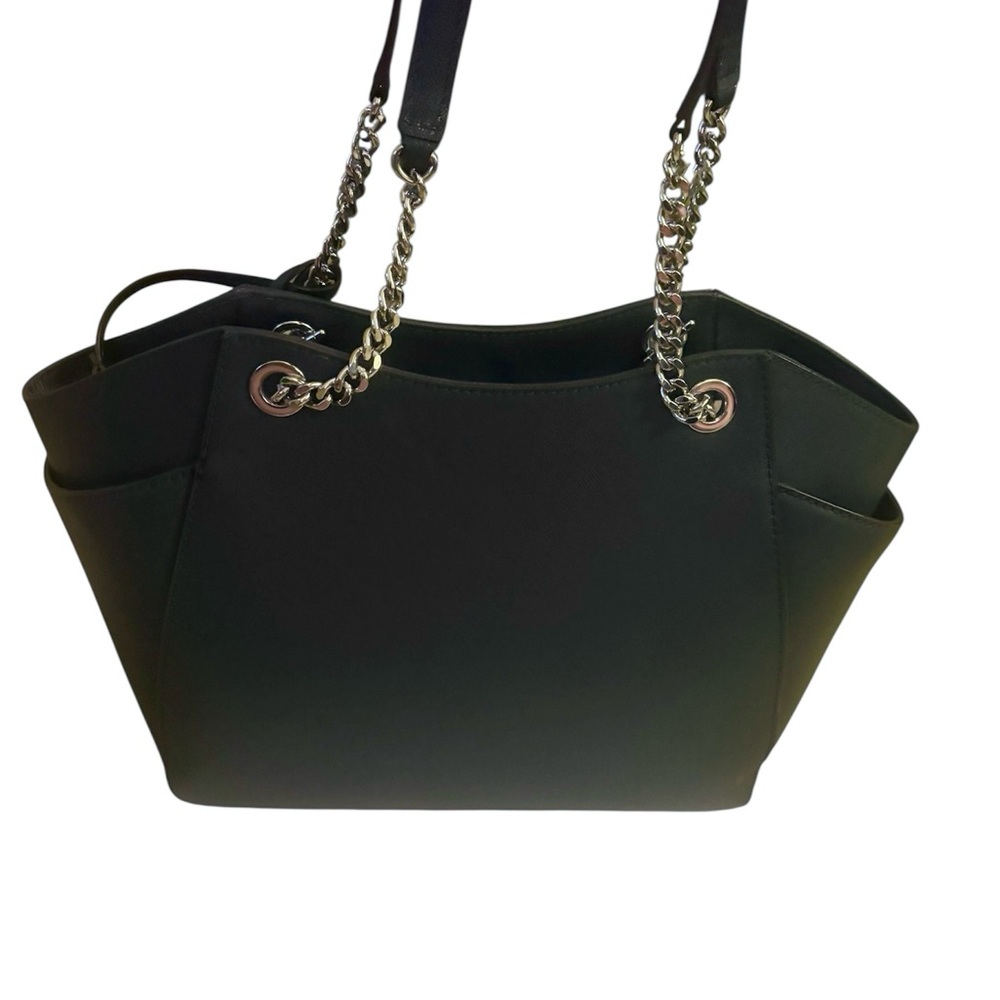 Michael Kors Jet Set Travel Large Saffiano Leather Chain Shoulder Tote Dark Navy - Picture 6 of 11